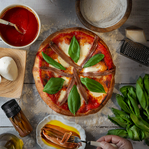 Imagen Pizza margarita con Anchoas del Cantábrico Campos